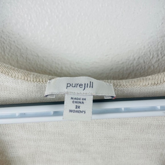 Pure Jill 3X Cotton LS V-Neck Tunic Top Shirt Pockets Cinch Sweater Neutral 3X - Picture 4 of 10